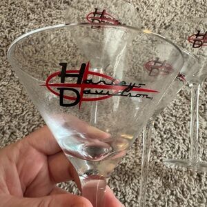 Vintage Harley-Davidson Clear Glass Martini Set of 4